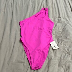 SHEIN bright pink one shoulder body suit size small